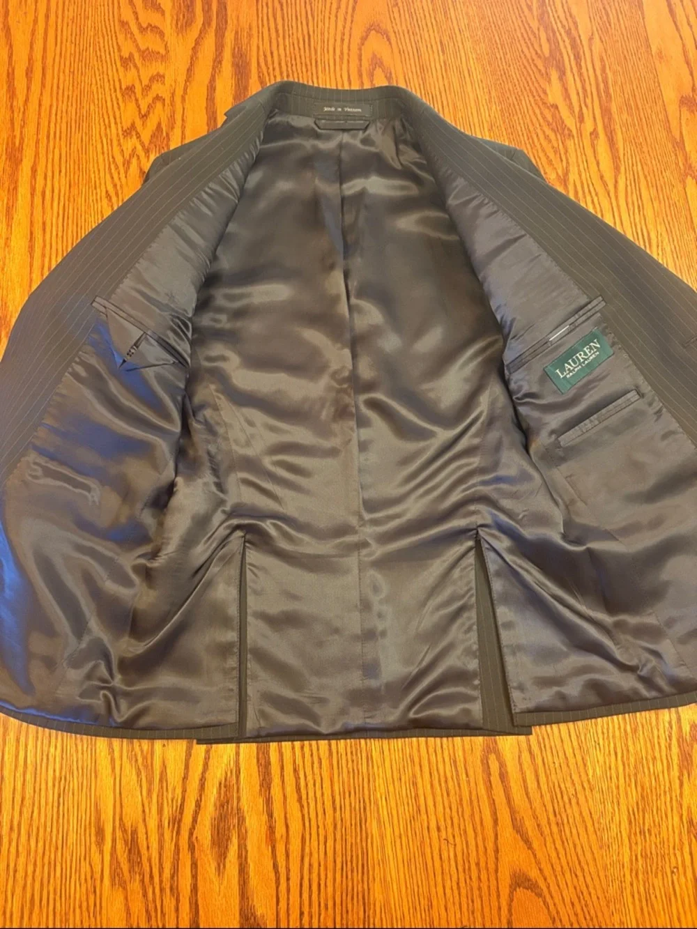 Boys Lauren Ralph Lauren Black Pinstripe Suit Sz 12 for Wedding/First Communion - Picture 5 of 16